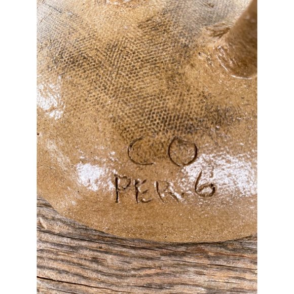 Vintage Brown Abstract Art Pottery Footed Bowl Signed - Picture 4 of 12